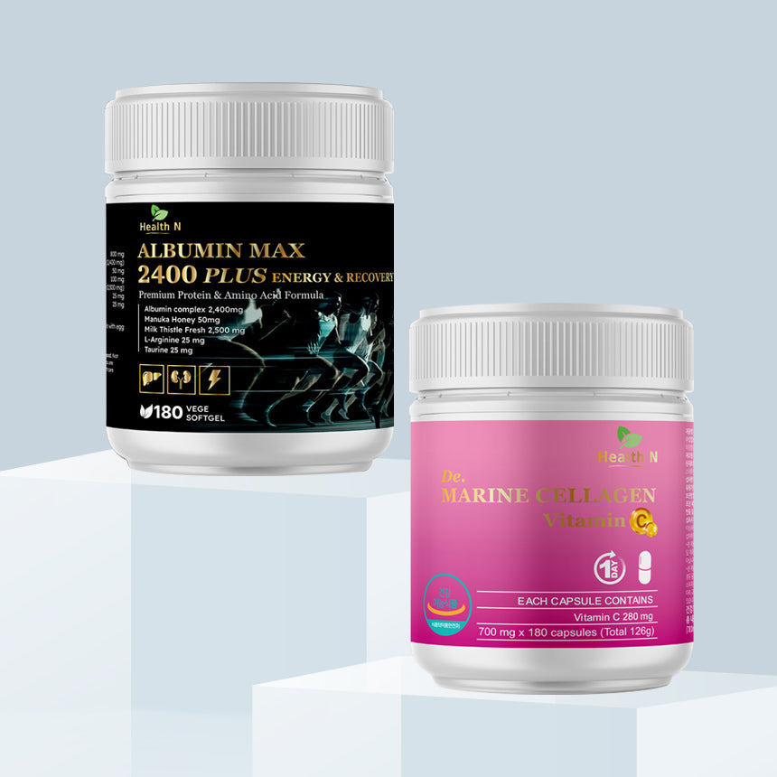 호주 헬스엔 알부민 맥스 2400 플러스 180캡슐 + 마린 저분자 콜라겐180캡슐